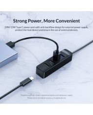 ORICO USB Hub TWU32-4A, 1x USB Type-C, 4x USB ports, μαύρο