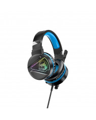 Ακουστικά Stereo Gaming Hoco W101 Streamer σύνδεση διπλού 3.5mm USB με Μικρόφωνο Μεγάλο Καλώδιο LED 7 Χρωμάτων Μαύρο