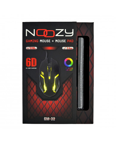 Ενσύρματο Ποντίκι Gaming Noozy GM-32 6D με 6 Πλήκτρα, 3200 DPI και Mousepad