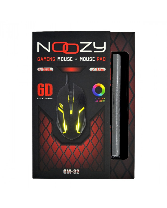 Ενσύρματο Ποντίκι Gaming Noozy GM-32 6D με 6 Πλήκτρα, 3200 DPI και Mousepad