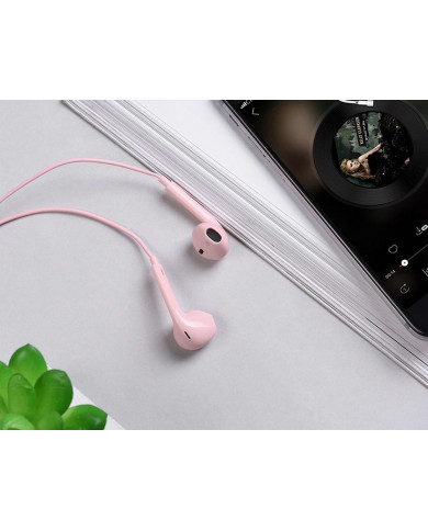 Hands Free Hoco M55 Earphones Stereo 3.5 mm Ροζ με Μικρόφωνο και Πλήκτρο Λειτουργίας