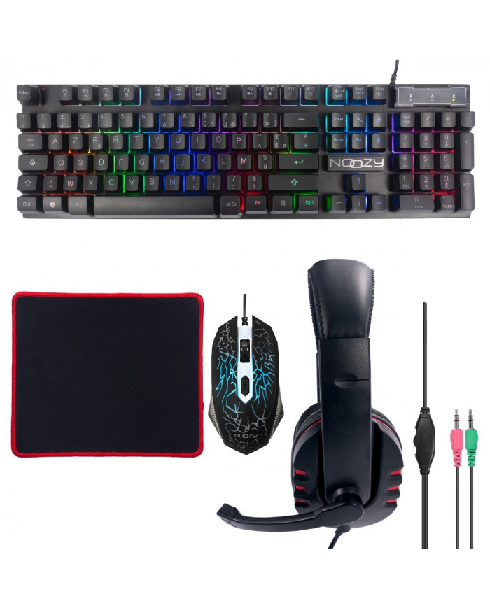 Gaming Set Noozy GS-100 που αποτελείται από Gaming Ακουστικά με Μικρόφωνο, 4D Ποντίκι, LED Πληκτρολόγιο και Mousepad