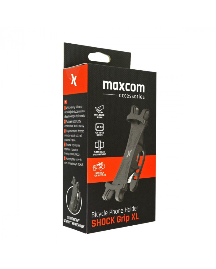 Βάση Στήριξης Ποδηλάτου Maxcom Shock Grip XL για Smartphone Μαύρο με εφαρμογή σε Μηχανές και Scooter