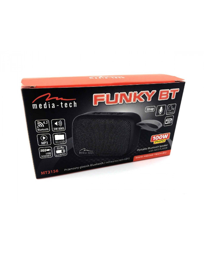 Φορητό Ηχείο Wireless Media-Tech Funky BT MT3156 V.4.2 Μαύρο 3W με 5 Ώρες Αναπαραγωγής, FM Δέκτη, MicroSD και USB Θύρα