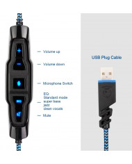 SADES gaming headset SA-R6, USB, 50mm, 7.1CH, LED, μαύρο