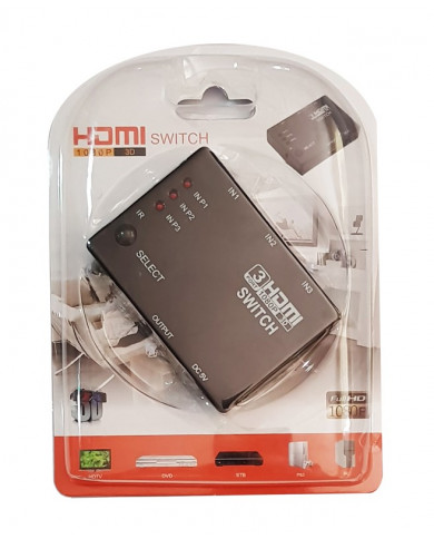 POWERTECH HDMI Amplifier Switch 3 in 1, 4K x 2K HDMI 1.4, Remote Control POWERTECH HDMI Amplifier Switch 3 in 1, 4K x 2K HDMI 1.4, Remote Control