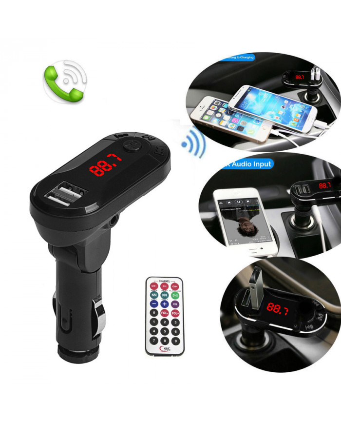 Car FM Transmitter T26 με LCD οθόνη, USB, SD, μαύρο