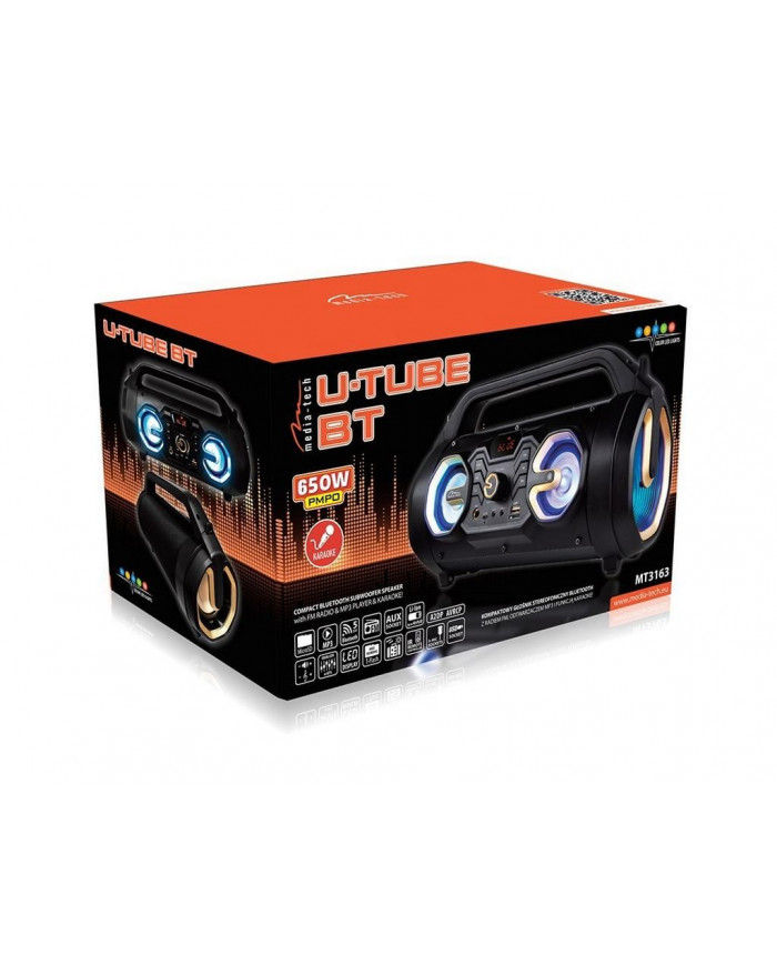 Φορητό Ηχείο Bluetooth Media-Tech U-TUBE BT MT3163 650W, FM radio, Micro SD Card, AUX, MP3, USB Μαύρο