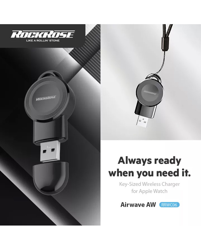 ROCKROSE ασύρματος φορτιστής RRWC06 για Apple Watch, 2.5W, μαύρος