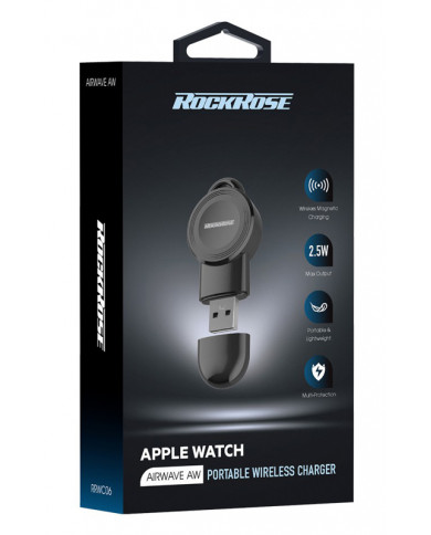 ROCKROSE ασύρματος φορτιστής RRWC06 για Apple Watch, 2.5W, μαύρος