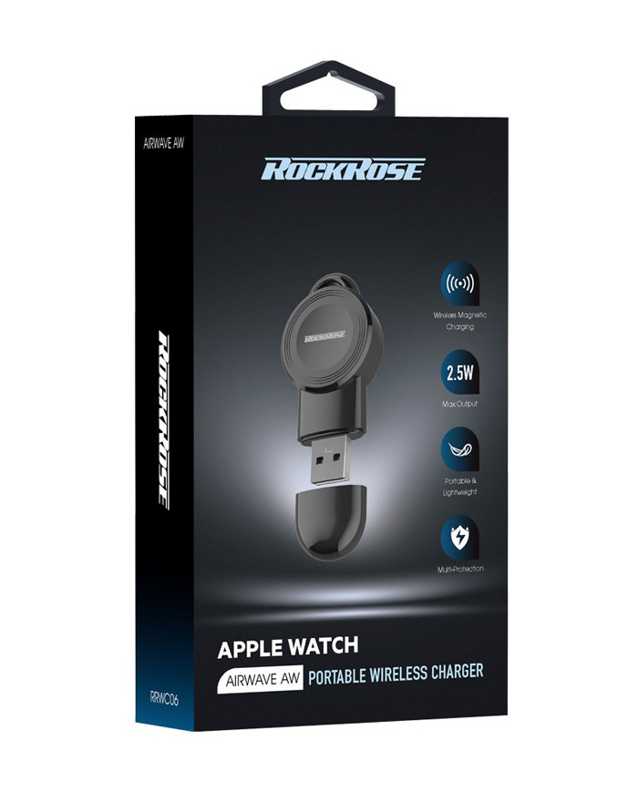 ROCKROSE ασύρματος φορτιστής RRWC06 για Apple Watch, 2.5W, μαύρος