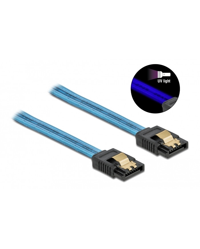 POWERTECH Καλώδιο SATA III 7pin CAB-W037, με UV επίστρωση, 0.7m, μπλε