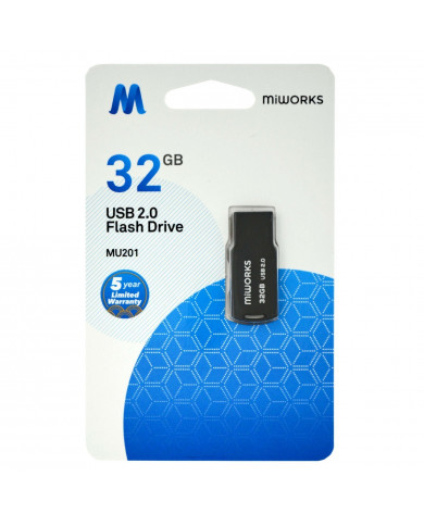 Flash Drive Mini MiWorks MU201 32GB USB 2.0 Μαύρο Flash Drive Mini MiWorks MU201 32GB USB 2.0 Μαύρο