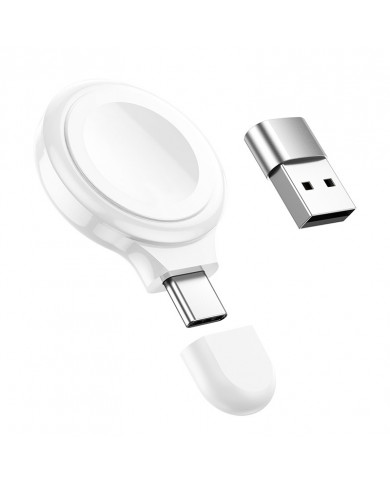 Ασύρματος Φορτιστής Hoco CW36 για iWatch 6/5/4/3/2/1/SE USB-C 5V/0.4A 2W Λευκό