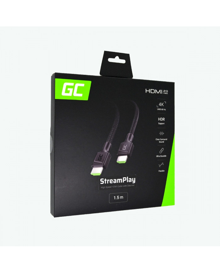 Καλώδιο σύνδεσης HDMI Green Cell HDGC01 StreamPlay 2.0b 4K UHD 60 Hz/440p 144 Hz/1080p 240 Hz. CEC & ARC 1.5m