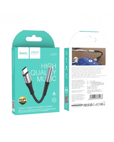Αντάπτορας Hoco LS33 USB-C σε 3.5 mm Θηλυκό Μεταλικό Γκρί