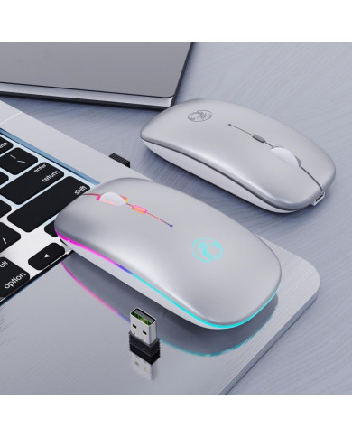 Ασύρματο Ποντίκι iMICE E-1300 1600dpi 2.4Ghz με 4 Κουμπιά Ασημί και Led Φωτισμό USB Dongle