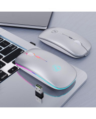 Ασύρματο Ποντίκι iMICE E-1300 1600dpi 2.4Ghz με 4 Κουμπιά Ασημί και Led Φωτισμό USB Dongle