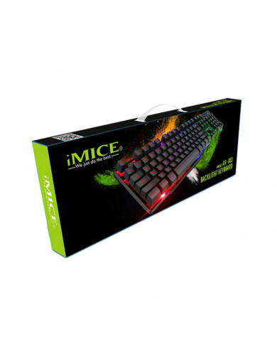 Πληκτρολόγιο Ενσύρματο iMICE AK-600 USB, Φωτιζόμενο με Rainbow LED Effect, 104 Πλήκτρων, Multimedia. Μαύρο