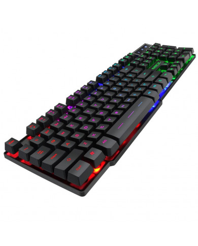 Πληκτρολόγιο Ενσύρματο iMICE AK-600 USB, Φωτιζόμενο με Rainbow LED Effect, 104 Πλήκτρων, Multimedia. Μαύρο