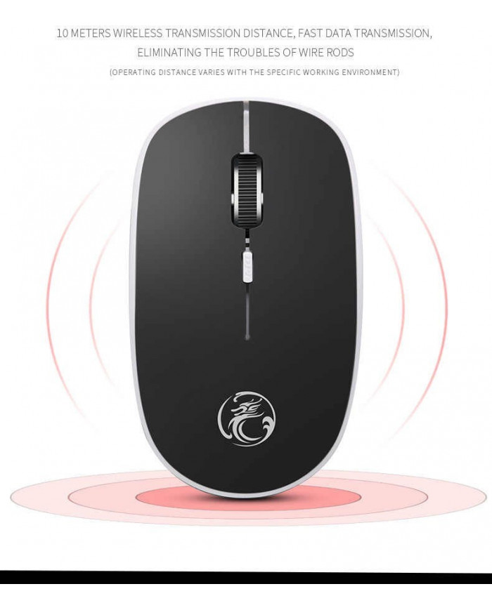 Ασύρματο Ποντίκι iMICE G-1600 1600cpi με 4 Κουμπιά και Αθόρυβη Λειτουργία Μαύρο