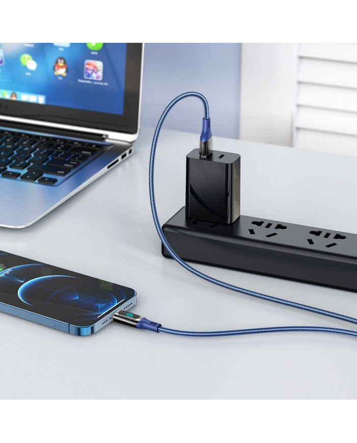 Καλώδιο Σύνδεσης Hoco S51 Extreme USB σε Lightning για Γρήγορη Φόρτιση και Οθόνη Ένδειξης Φόρτισης 2.4A Μαυρο 1.2m