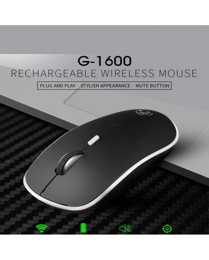 Ασύρματο Ποντίκι iMICE G-1600 1600cpi με 4 Κουμπιά και Αθόρυβη Λειτουργία Μαύρο