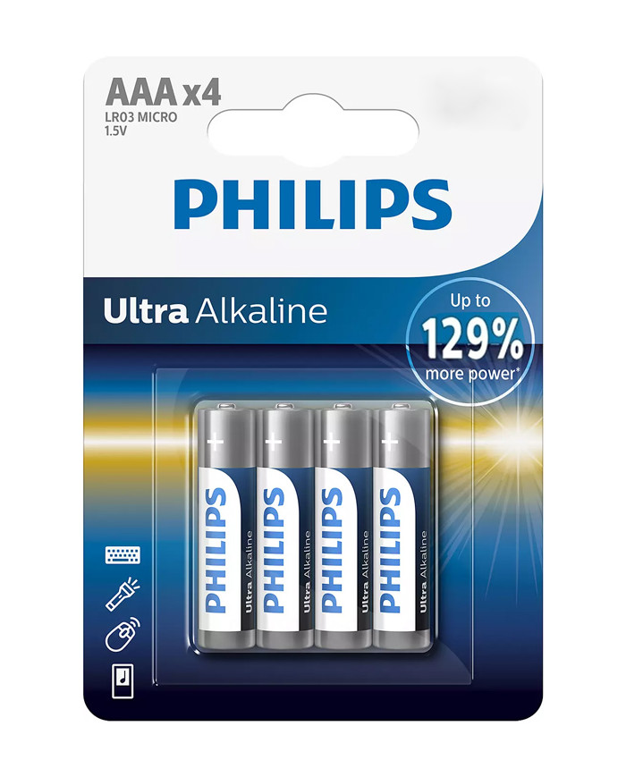 PHILIPS Ultra αλκαλικές μπαταρίες  AAA LR03 1.5V, 4τμχ
