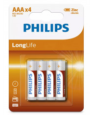 PHILIPS LongLife Zinc chloride μπαταρίες R6L4B/10 AA R6 Mignon, 4τμχ
