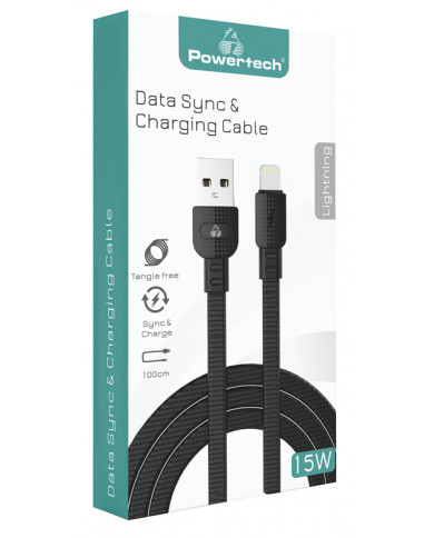 POWERTECH καλώδιο USB σε Lightning armor PTR-0099, 15W 3A, 1m, μαύρο POWERTECH καλώδιο USB σε Lightning armor PTR-0099, 15W 3A, 1m, μαύρο