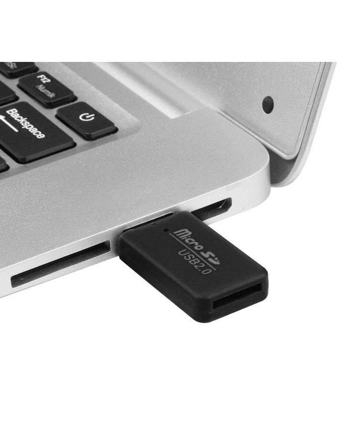 POWERTECH mini card reader , Micro SD card, μαύρος