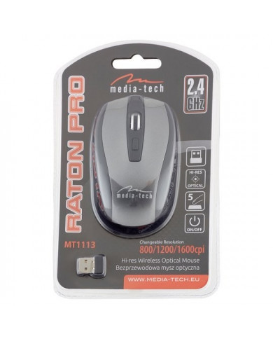 Ασύρματο Ποντίκι Media-Tech Raton Pro MT1113T 1600cpi με 5 Πλήκτρα Μαύρο-Γκρι Ασύρματο Ποντίκι Media-Tech Raton Pro MT1113T 1600cpi με 5 Πλήκτρα Μαύρο-Γκρι