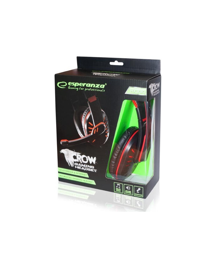 Esperanza Crow Over Ear Gaming Headset με σύνδεση 2x3.5mm Κόκκινο