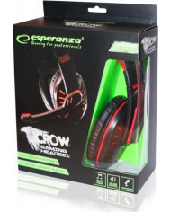 Esperanza Crow Over Ear Gaming Headset με σύνδεση 2x3.5mm Κόκκινο