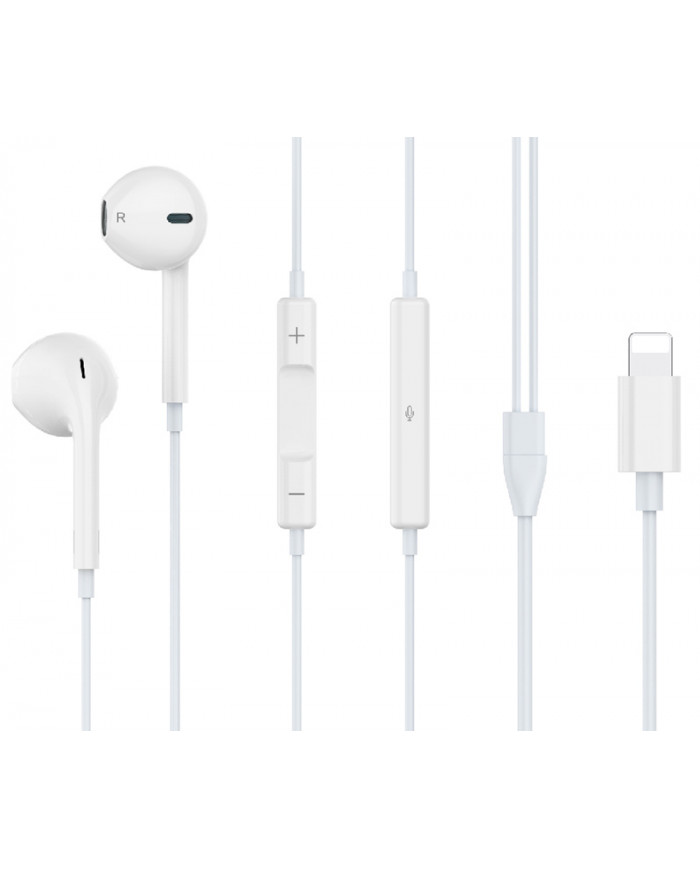 CELEBRAT earphones με μικρόφωνο G17, Lightning, 1.2m, λευκά