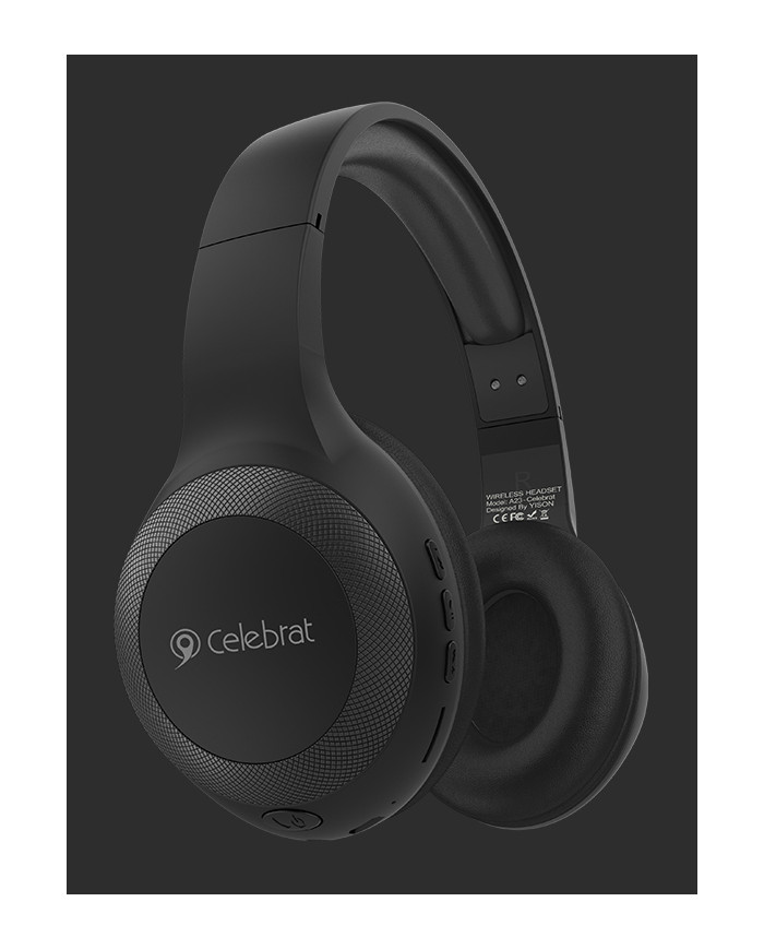 CELEBRAT headphones με μικρόφωνο A23-ΒΚ, bluetooth, 40mm, μαύρο