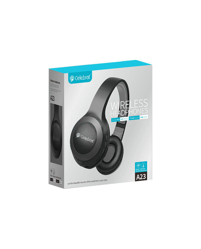 CELEBRAT headphones με μικρόφωνο A23-ΒΚ, bluetooth, 40mm, μαύρο