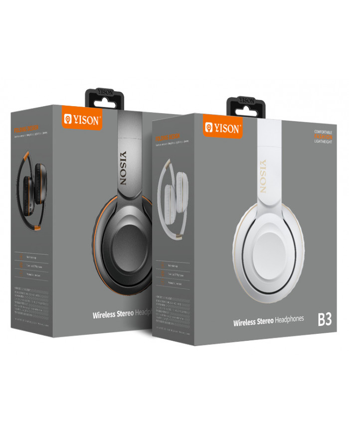 YISON headphones B3, wireless & wired, BT 5.0, λευκά