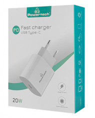 POWERTECH Φορτιστής Τοίχου PT-923, 1x USB Type-C, PD 20W, 3A, λευκός POWERTECH Φορτιστής Τοίχου PT-923, 1x USB Type-C, PD 20W, 3A, λευκός