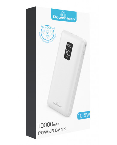 POWERTECH power bank PT-1003 10000mAh, 4x output, 10.5W, λευκό POWERTECH power bank PT-1003 10000mAh, 4x output, 10.5W, λευκό