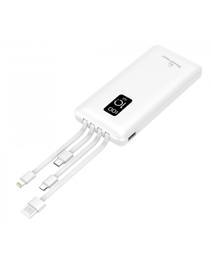 POWERTECH power bank PT-1003 10000mAh, 4x output, 10.5W, λευκό