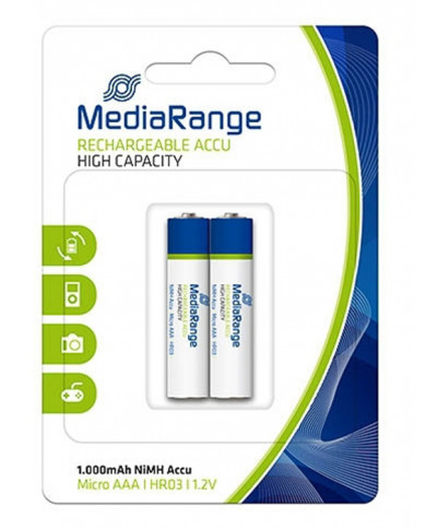 MEDIARANGE επαναφορτιζόμενες μπαταρίες Micro AAA , 1000mAh, 2τμχ MEDIARANGE επαναφορτιζόμενες μπαταρίες Micro AAA , 1000mAh, 2τμχ