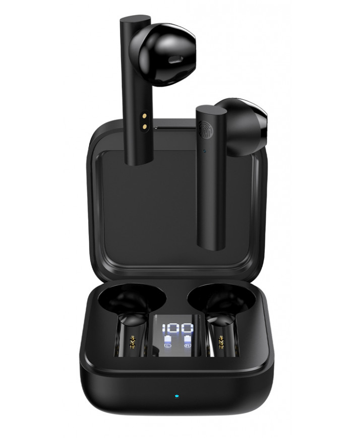 CELEBRAT earphones με θήκη φόρτισης W12, True Wireless, μαύρα