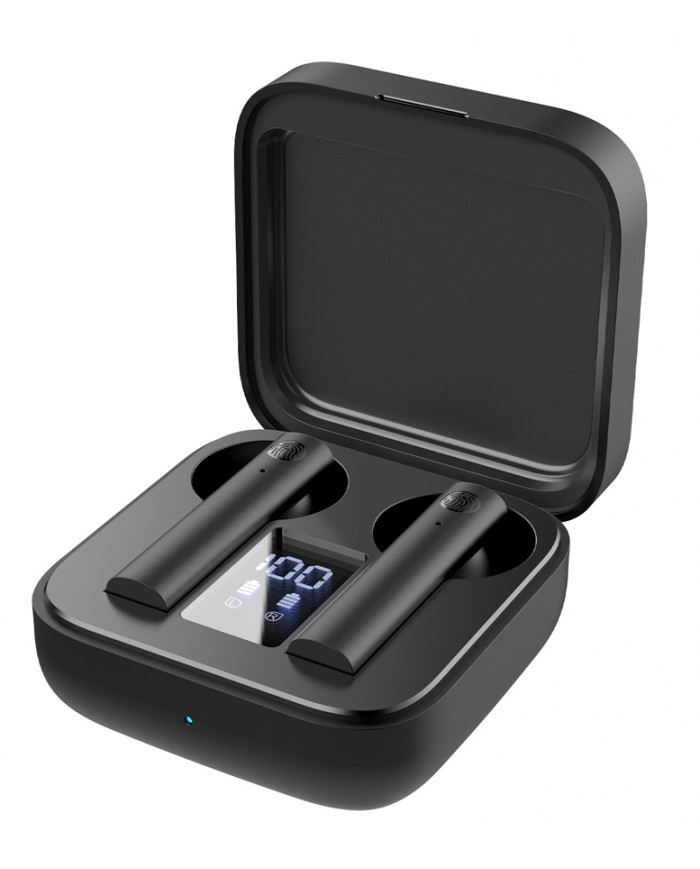 CELEBRAT earphones με θήκη φόρτισης W12, True Wireless, μαύρα