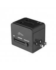 Παγκόσμιος Αντάπτορας Ρεύματος και Φορτιστής Media-Tech EU, USA, UK Plug και 2 USB Θύρες 2.1A με Ενδείξεις LED Μαύρος