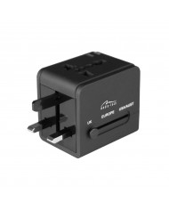 Παγκόσμιος Αντάπτορας Ρεύματος και Φορτιστής Media-Tech EU, USA, UK Plug και 2 USB Θύρες 2.1A με Ενδείξεις LED Μαύρος