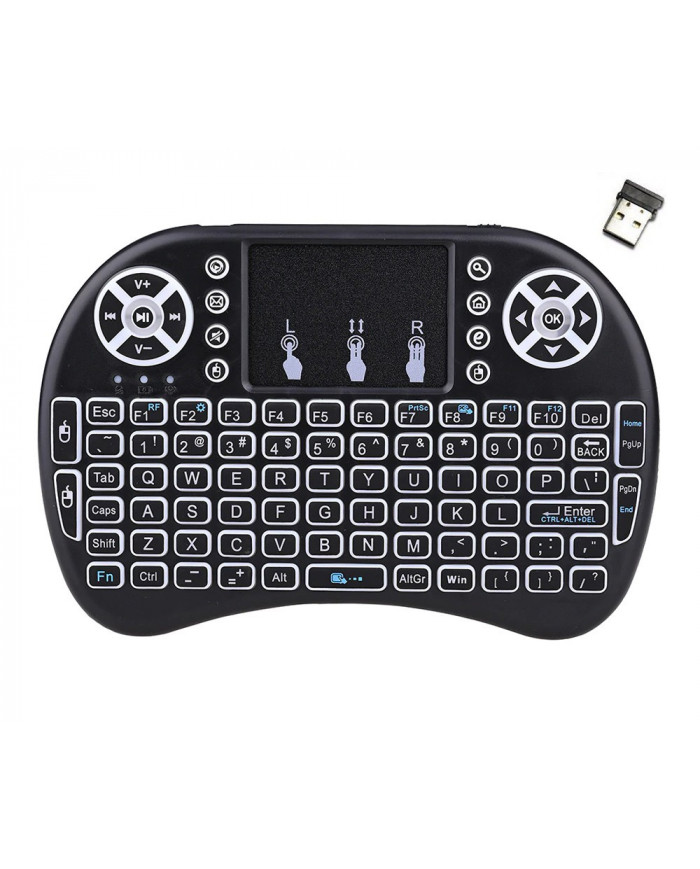 Πληκτρολόγιο και Τηλεχειριστήριο Wireless   για Smartphone, Tablet, PC, και SmartTV Μαύρο Με Φωτιζόμενα πλήκτρα