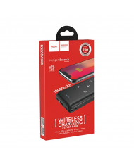Power Bank Hoco J50 Surf 10000mAh με Ασύρματη Φόρτιση και USB-A με Οθόνη Led Μαύρο