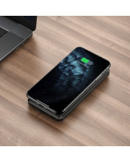 Power Bank Hoco J50 Surf 10000mAh με Ασύρματη Φόρτιση και USB-A με Οθόνη Led Μαύρο