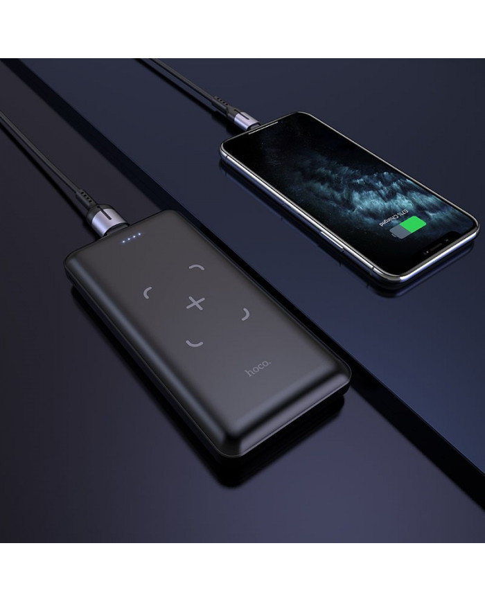 Power Bank Hoco J50 Surf 10000mAh με Ασύρματη Φόρτιση και USB-A με Οθόνη Led Μαύρο